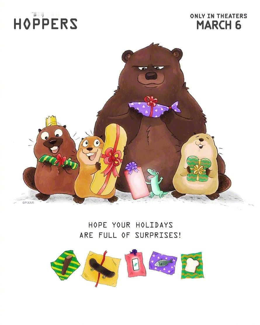 皮克斯新片河狸变身计划分享圣诞海报剧情讲述女孩Mabel将自我意识注入了一只机器