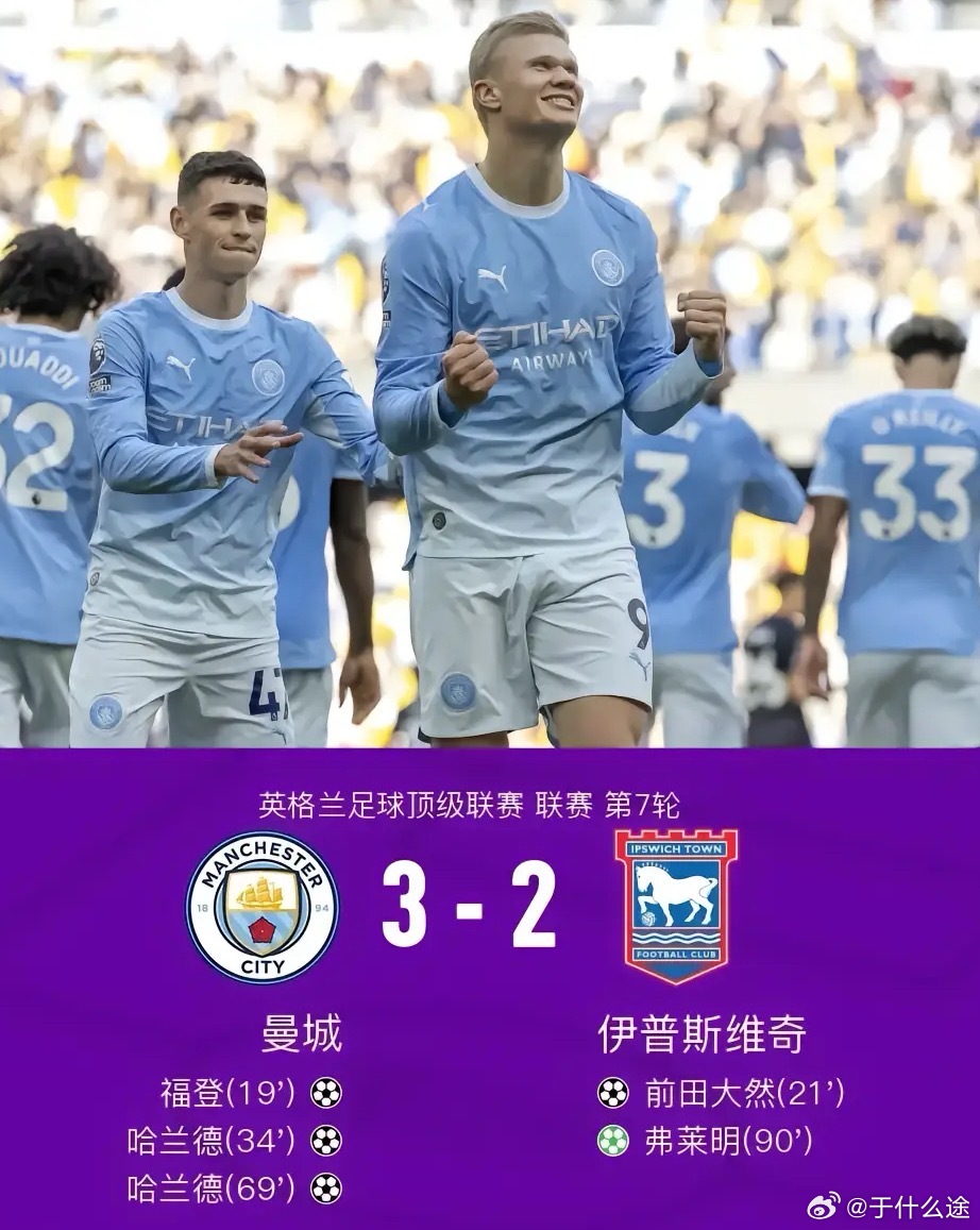 体育[超话] 北京时间10月17日英格兰足球顶级联赛第7轮，曼城主场对阵伊普斯维