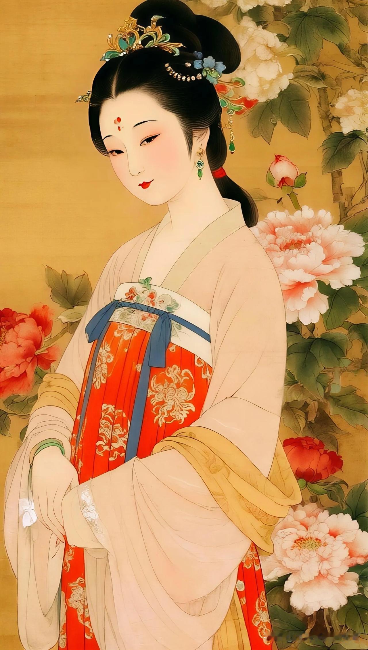 花间美人，玉簪轻垂。