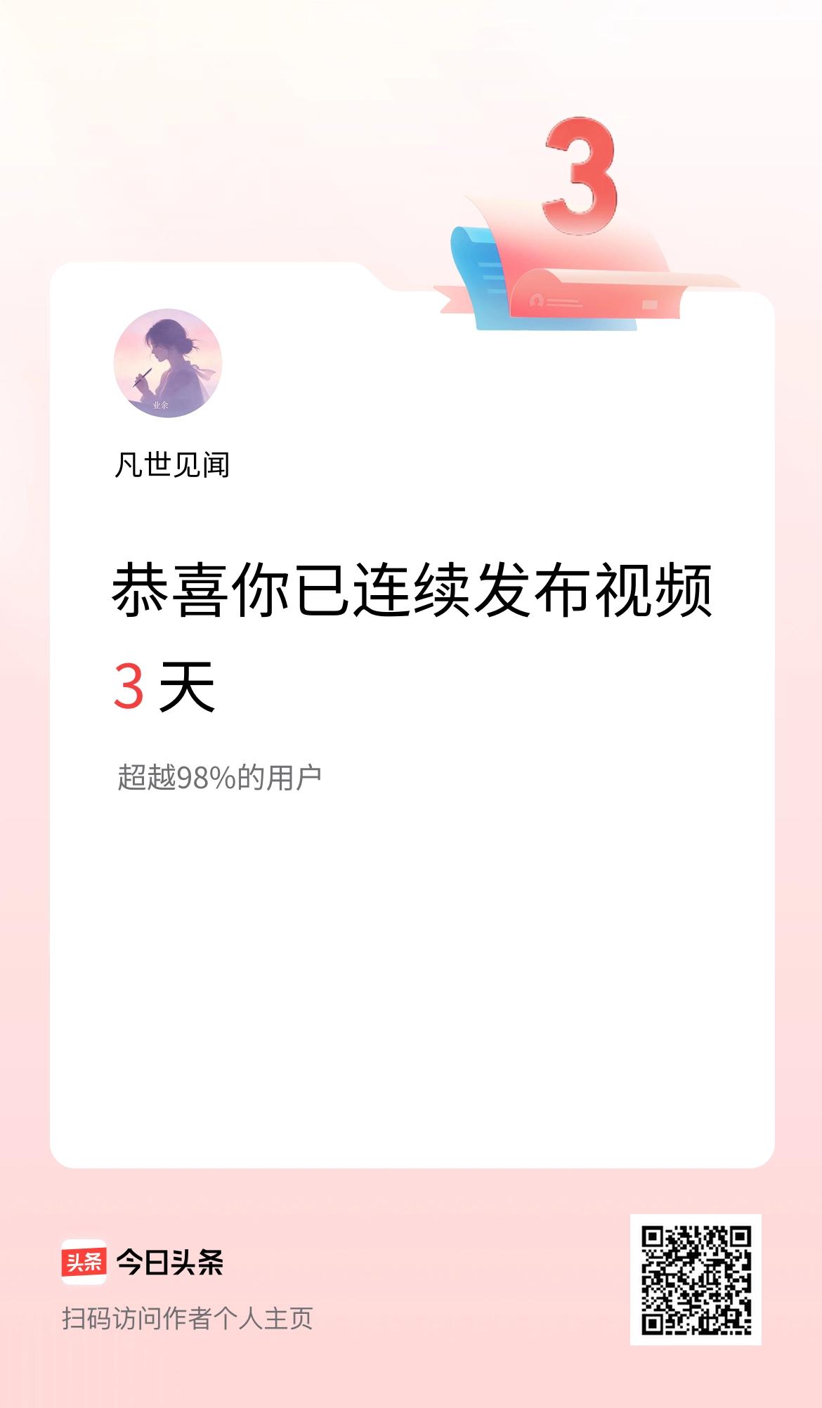 我在头条连续视频投稿3天