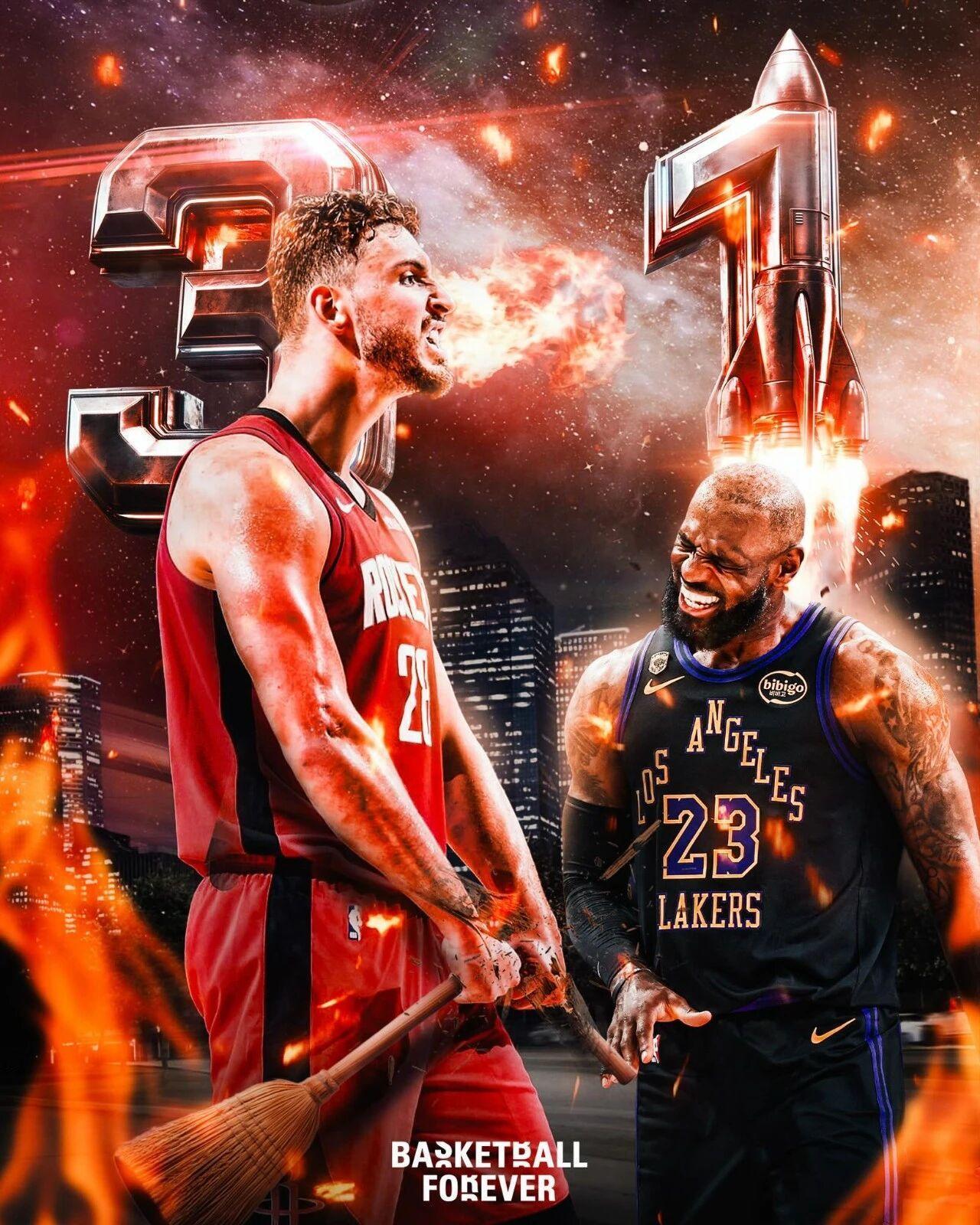 NBA最新战报：老詹疲惫不堪状态低迷！火箭全民皆兵115:96大胜湖人扳回一城1