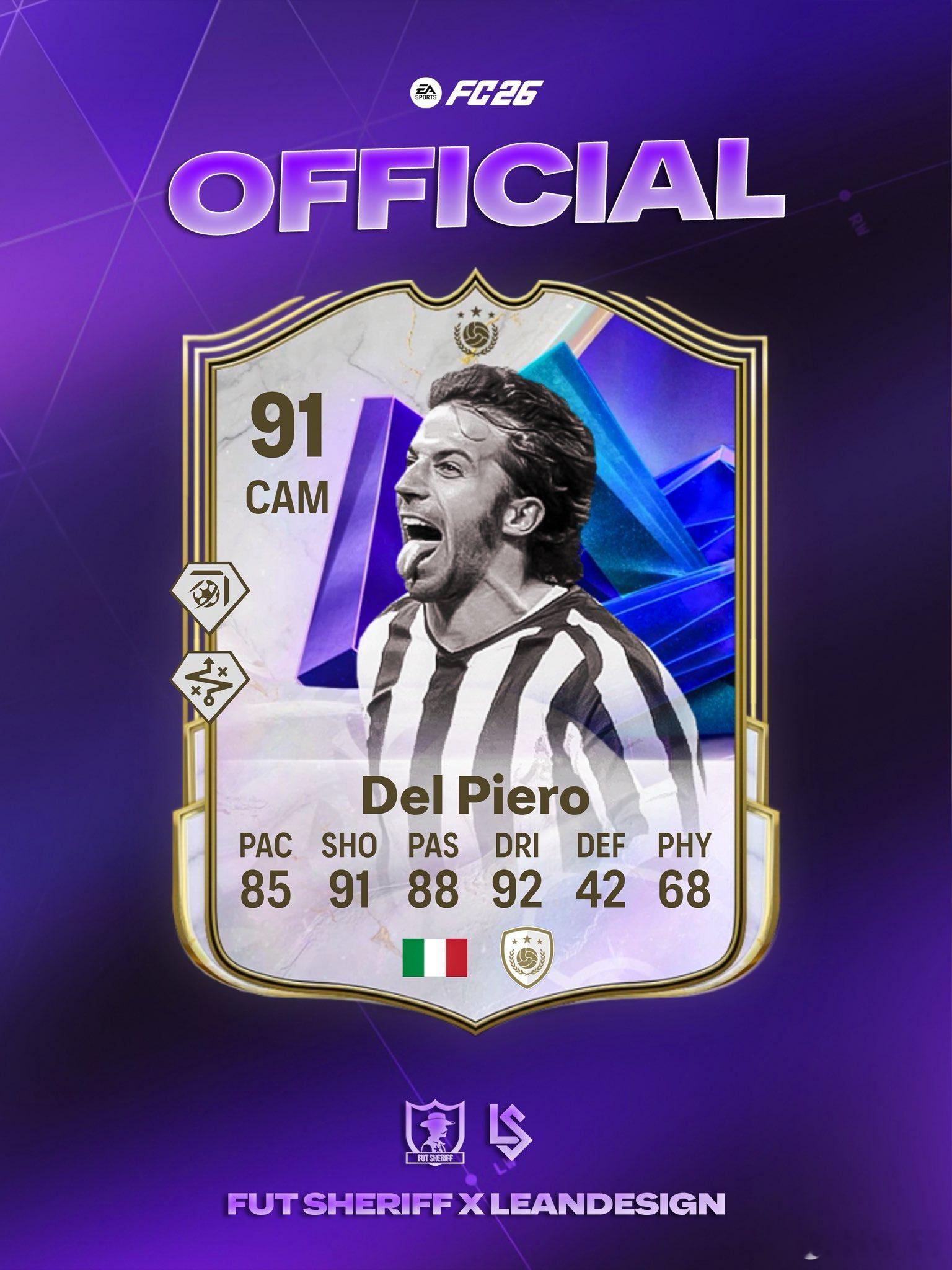 FC Pro公开赛冠军超级巨星SBC今晚推出。德尔皮耶罗到来。FC26