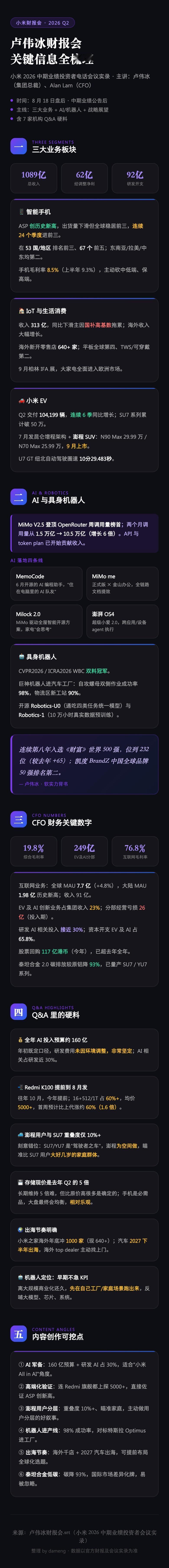 卢伟冰财报电话会的信息用ai汇总了下⬇️

本质是语音转文字后分析，可能会有一些
