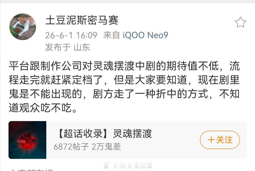 平台跟制作公司对灵魂摆渡中剧的期待值不低，流程走完就赶紧定档了，但是大家要知道，