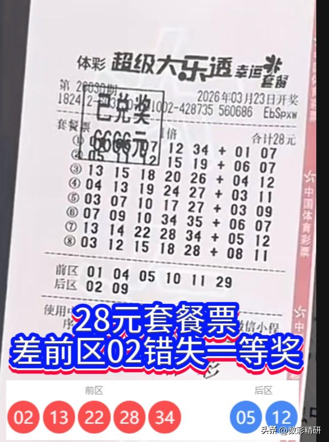 上期大乐透，有彩友投注了一份28元套餐，看似机选生成。其中第七注单式，竟击中4+