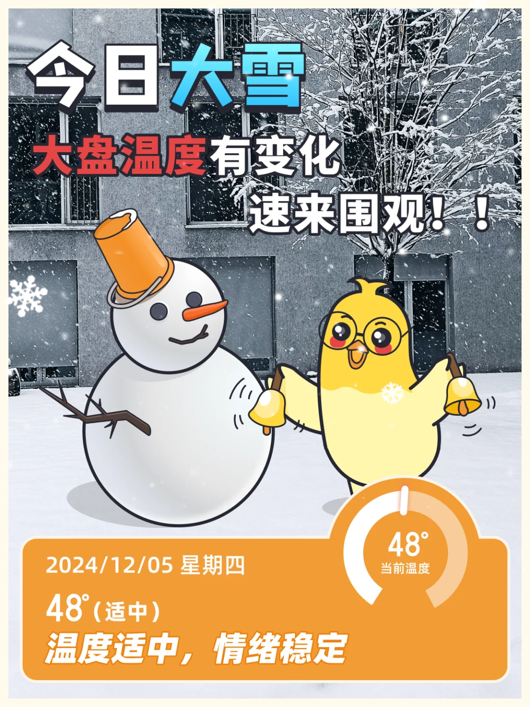 今日大雪｜大盘温度🌡️有变化，速来围观