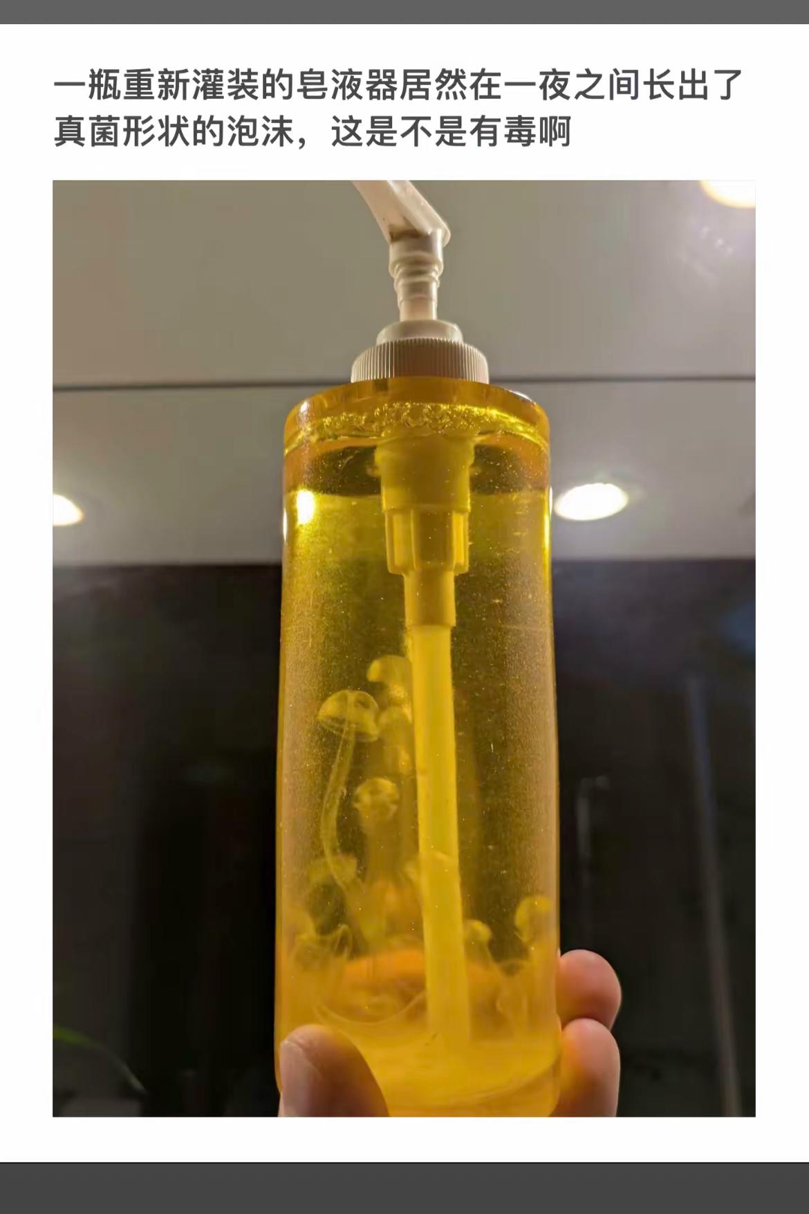洗手液变黄了，像发霉了一样。