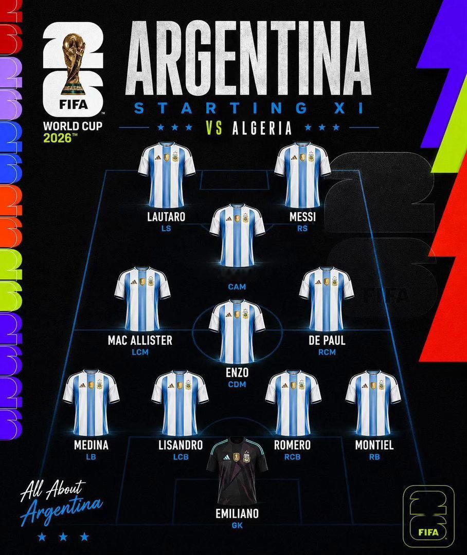 🔥🔥🔥首发！阿根廷vs阿尔及利亚🇦🇷迪布、蒙铁尔、库蒂罗梅罗、利桑德罗