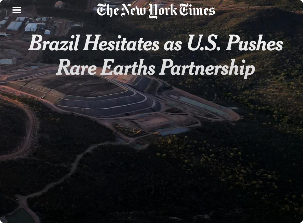 外媒：美国力推稀土合作协议，巴西态度审慎

为降低对中国关键矿产的依赖，美国正积