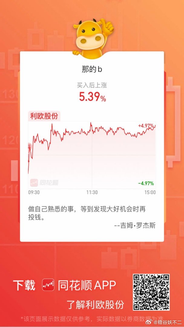 同花顺利欧股份买到一只牛股 