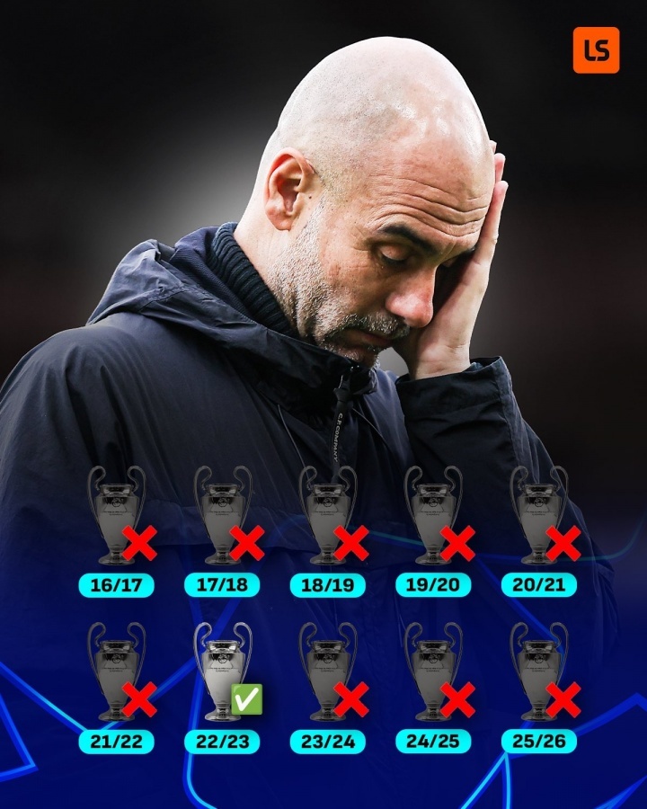 #瓜氏曼城十年欧冠战绩#欧冠1/8决赛次回合，曼城主场1-2不敌皇马，两回合遭双