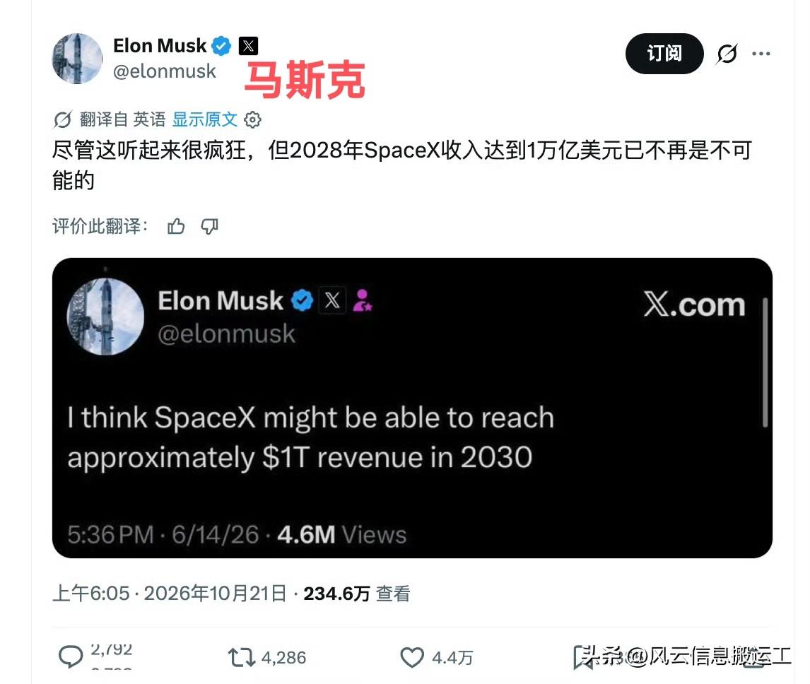 SpaceX 三季度 AI 业务的收入为 75.6 亿美元，同比 +830%[流
