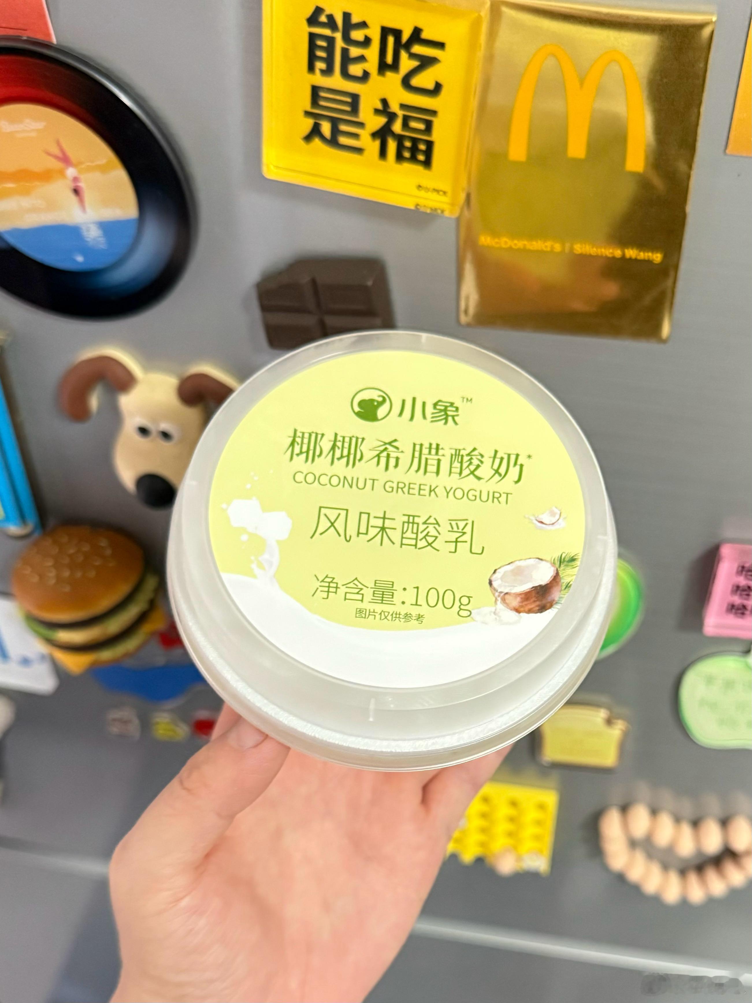 这个椰椰希腊酸奶也挺好喝的，能吃到椰子果肉有些好喝的调制酸奶里会加稀奶油这个没有