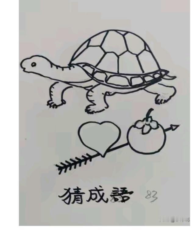 根据图意谐音猜四字成语。温馨提示：图中有龟、图标心、柿子、箭等。