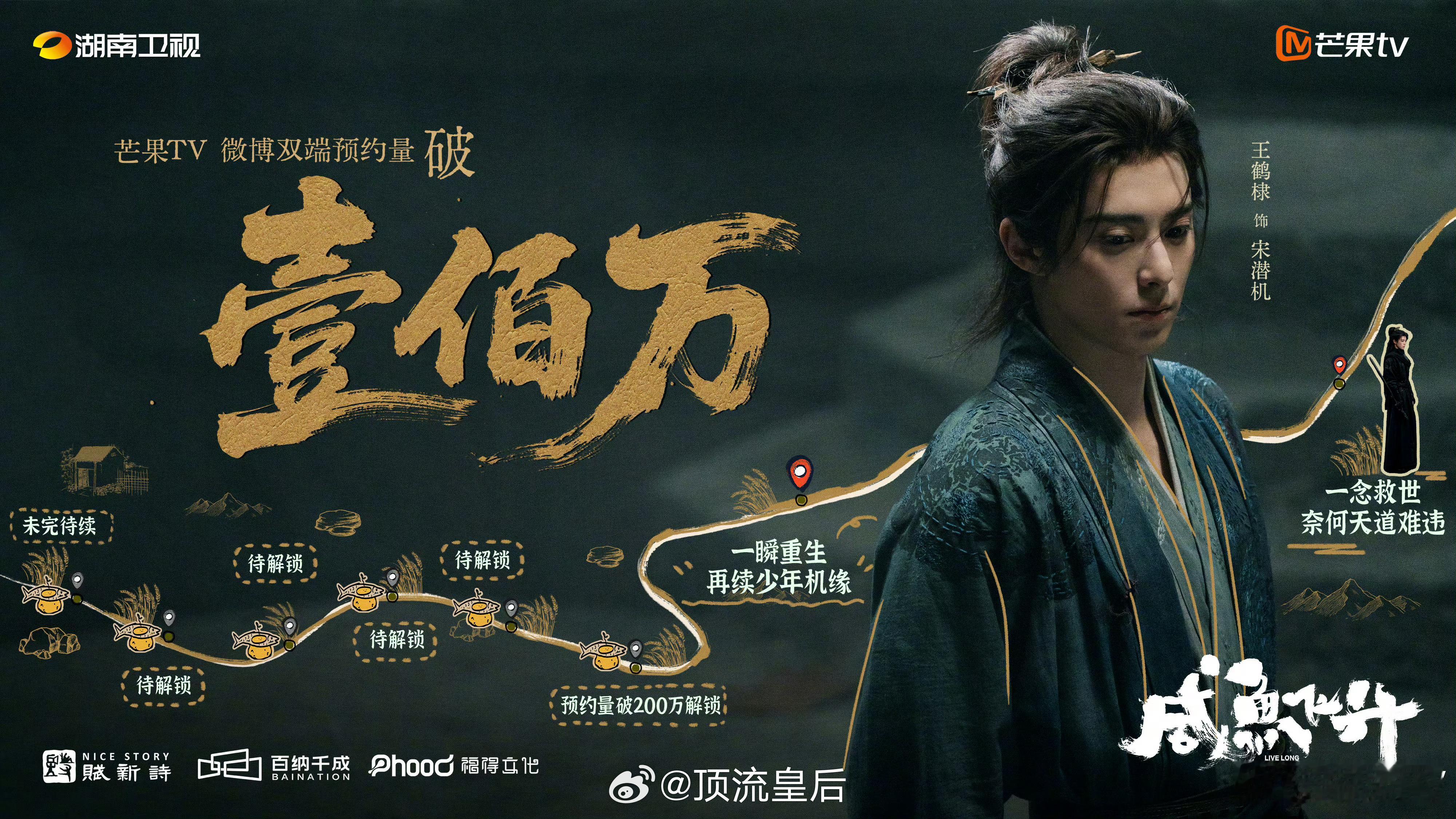 恭喜王鹤棣咸鱼飞升预约人数破百万，芒果TV有这个数据不容易诶。 