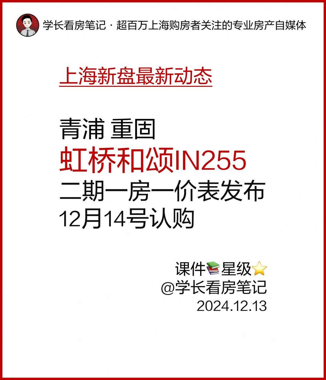 保利虹桥和颂IN255二期12月14号认购！