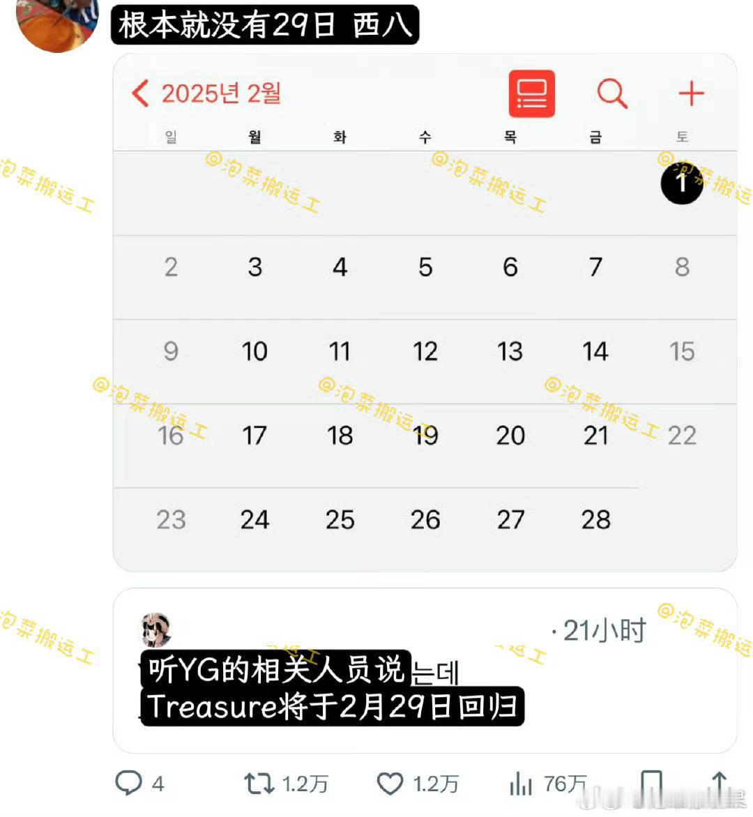 “Treasure将于2025年2月29日回归” 