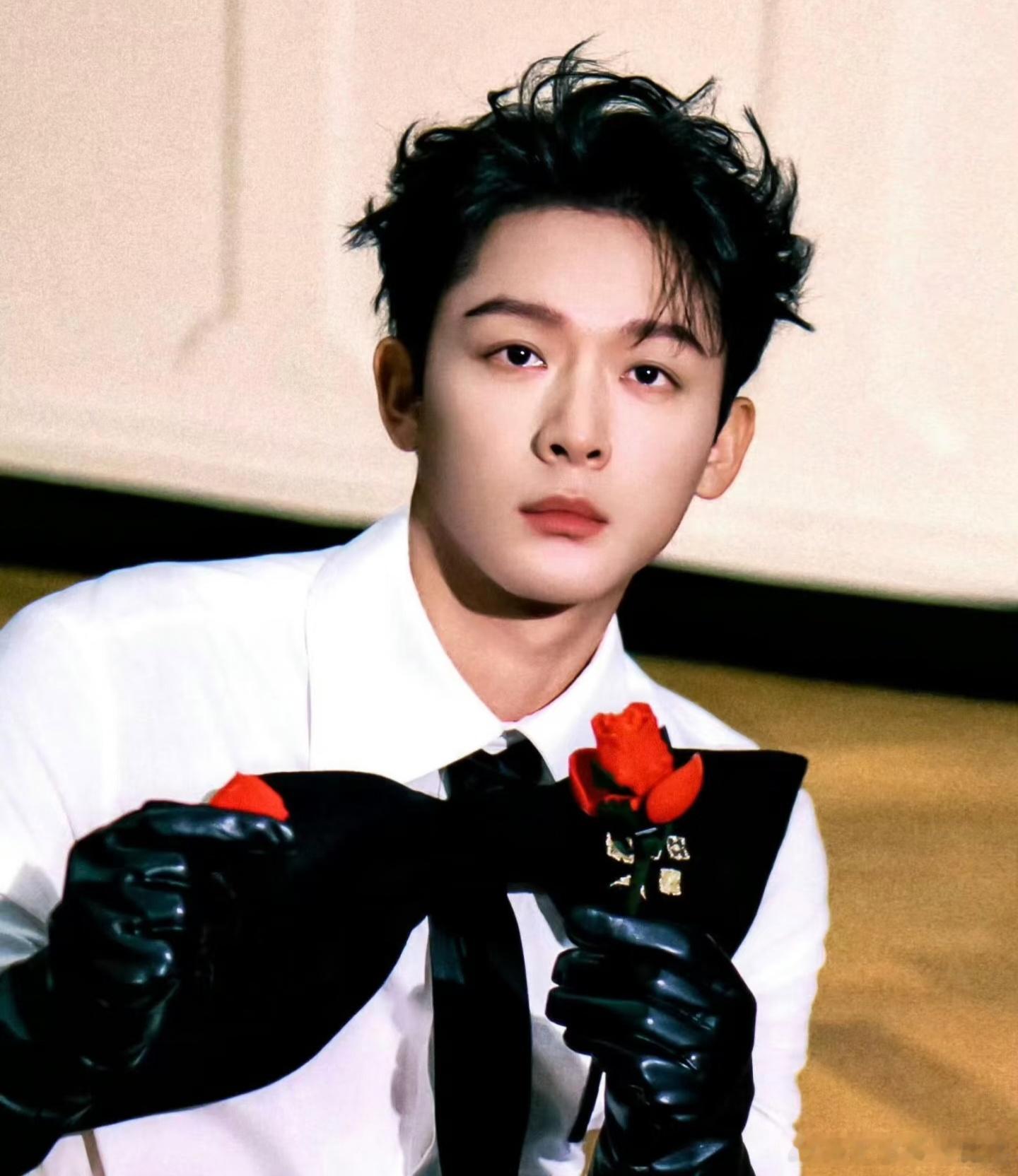 正装的张晚意就是无敌的，好板正的帅哥 