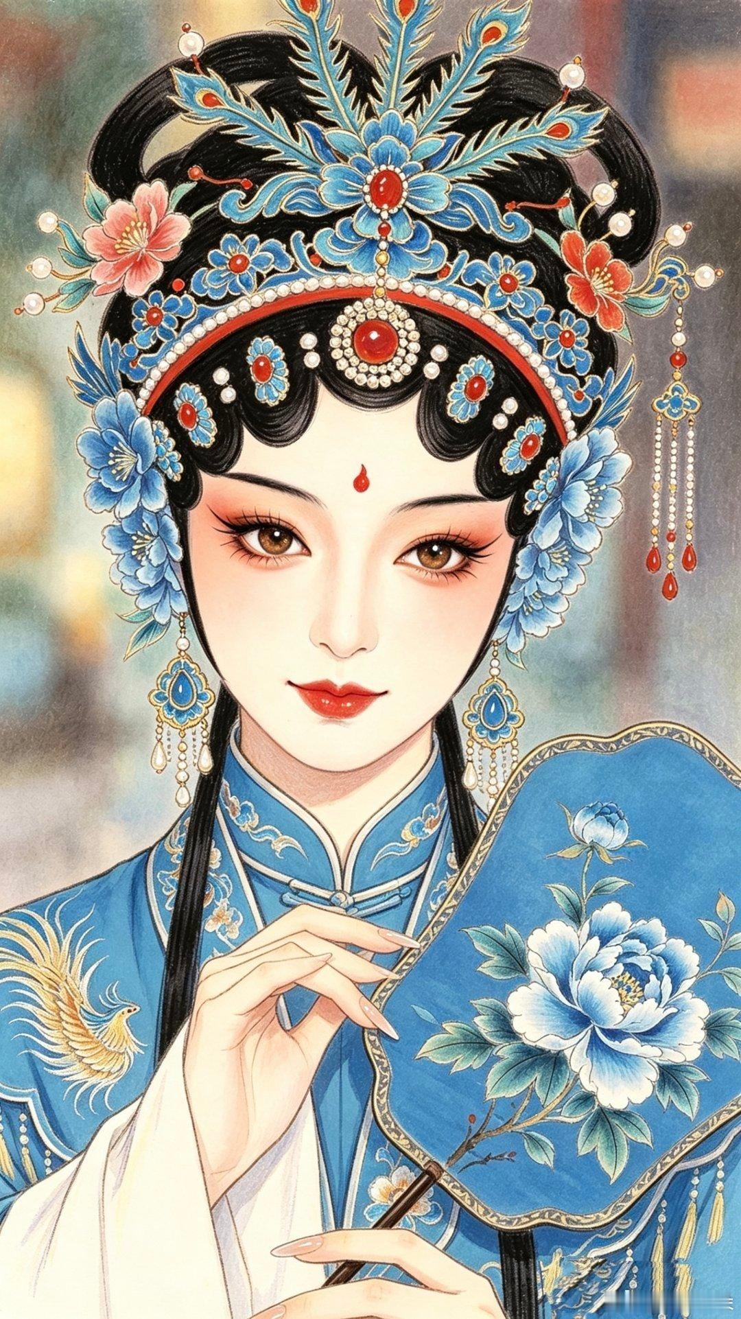 国潮戏曲花旦美人头像壁纸 