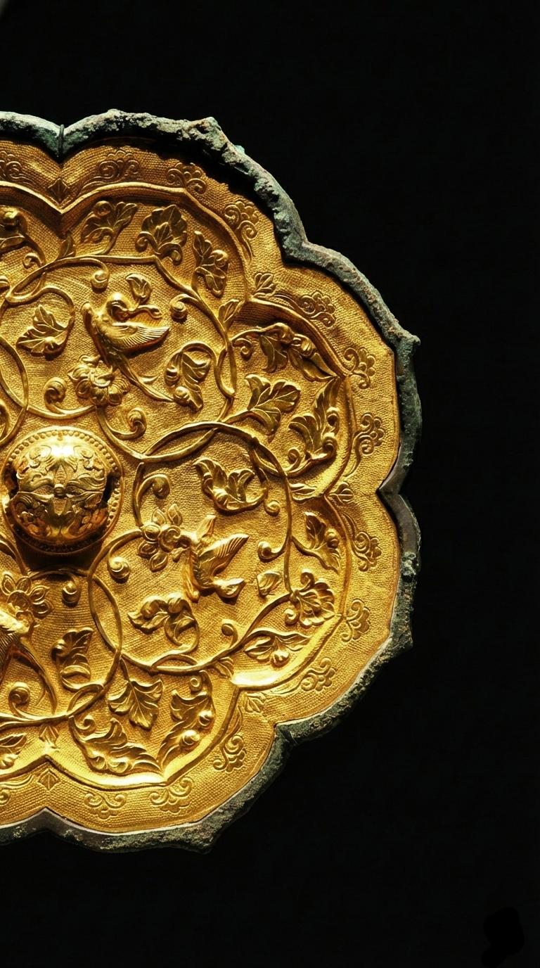 金背流光｜一张被时间定格的盛唐切片。🌊积翳掩菱花，虚心蔽尘状 倘蒙罗...