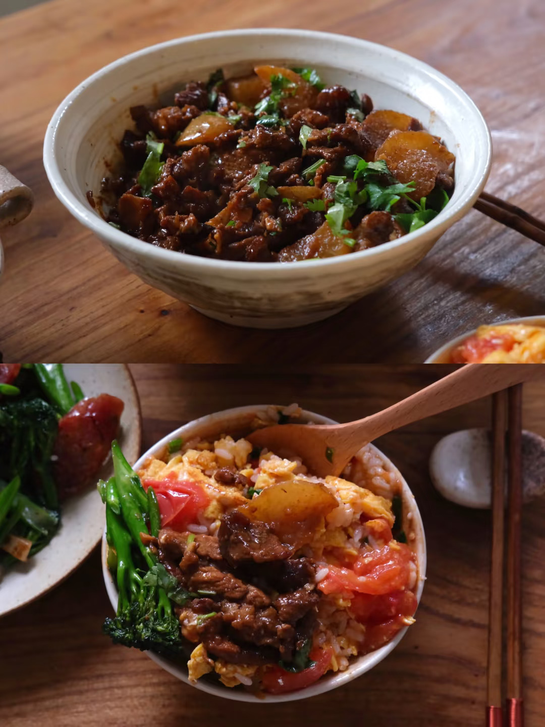 300天｜萝卜炖牛肉 西兰花炒腊肠 番茄炒蛋