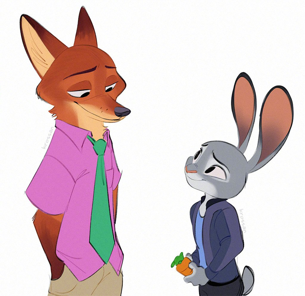 疯狂动物城2概念图中的尼克和朱迪 迪士尼动画艺术家&卡牌设计师Krossan分享