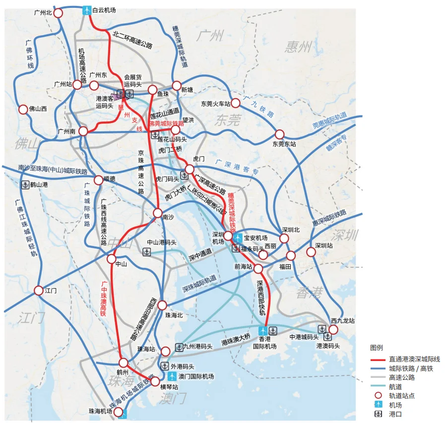 粤港澳大湾区城市群重要通道图