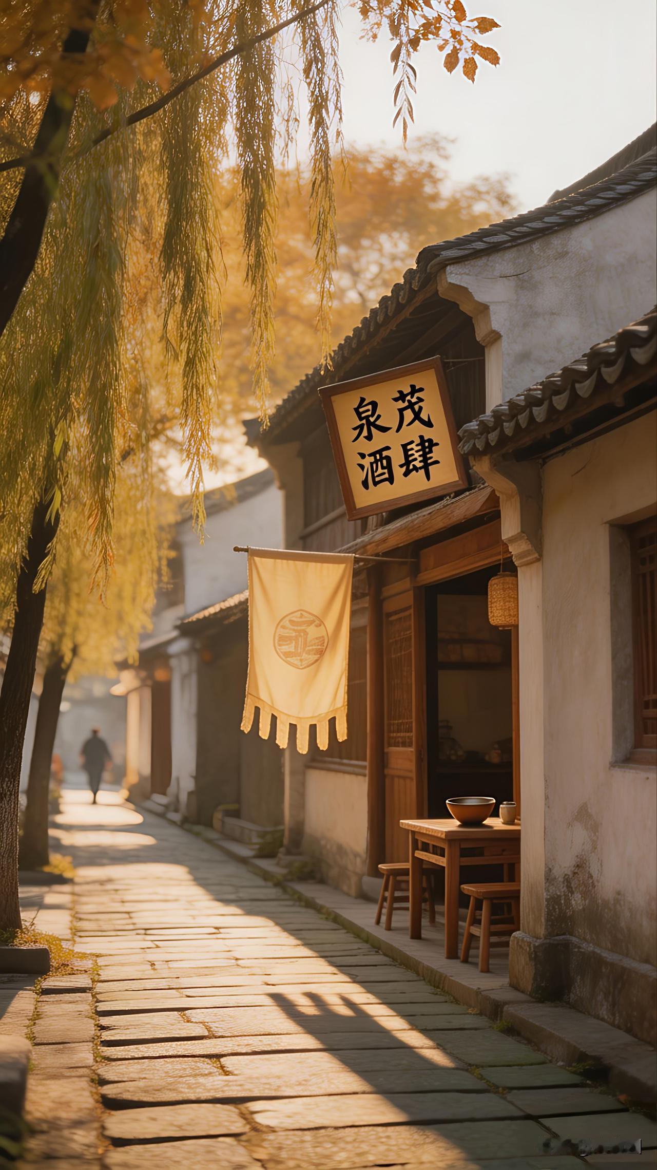 那日陌柳巷的秋阳，照得泉茂酒肆的旗幡泛着淡淡的金光。我站在铺前，看着那个降红袍子