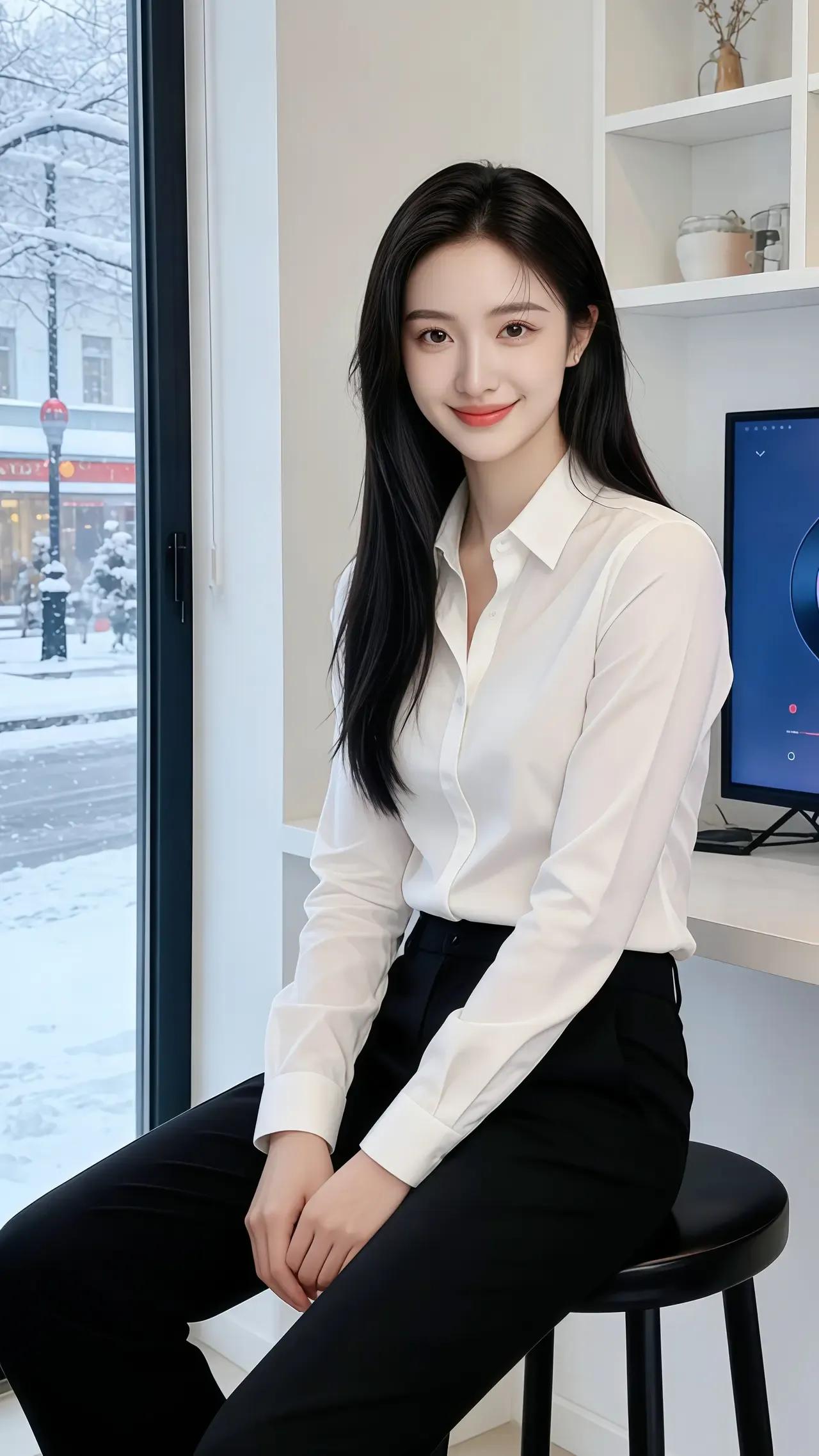 冬日暖阳下的时尚办公穿搭，简约而不失优雅。