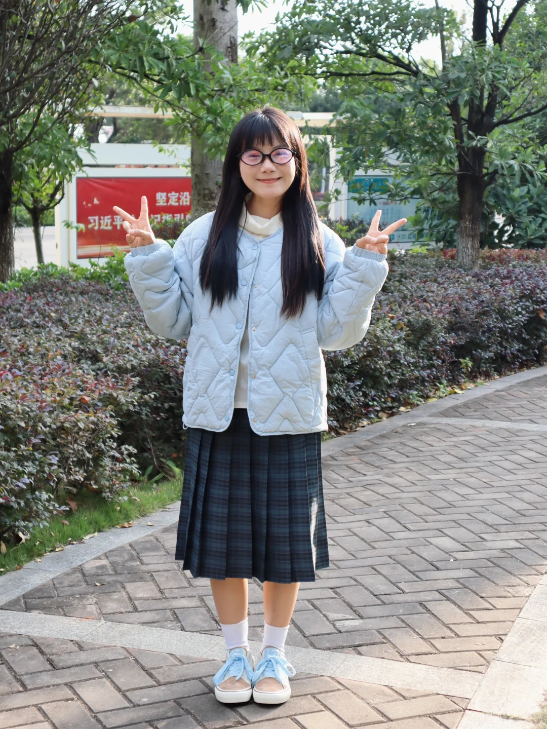 155｜这件好好看🪼蓝色短款棉服的4️⃣种搭配