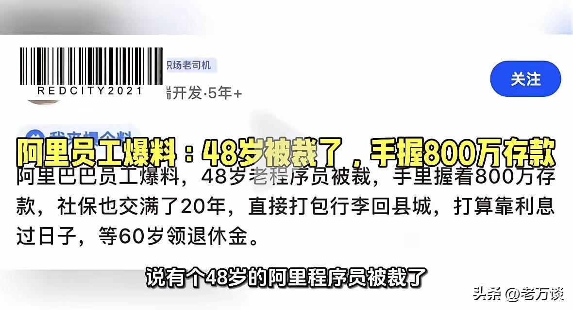 阿里巴巴 48 岁的程序员被裁，他已经交满了 20 年的社保，心里不慌，不过他手