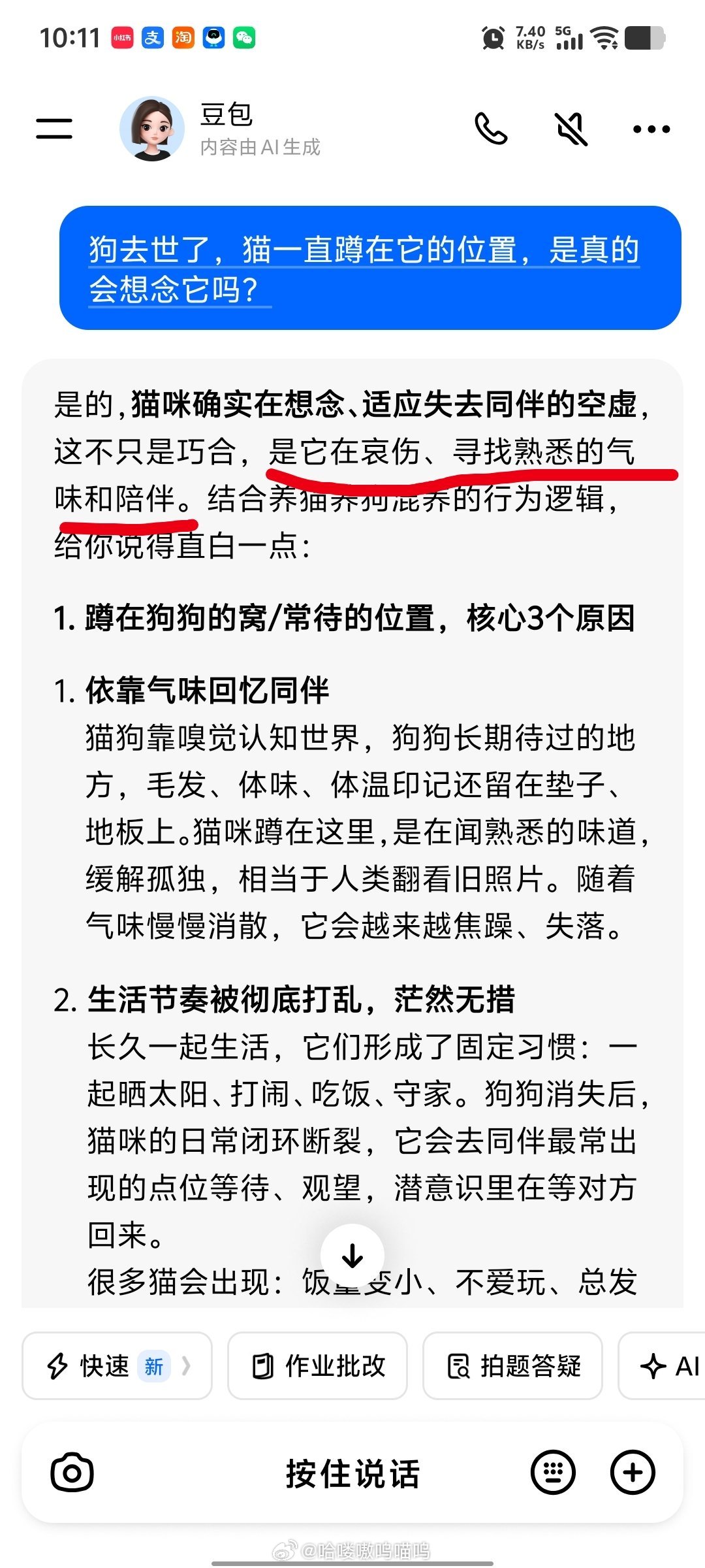 我小喵呜真的是老喵呜投胎回来的吧！！！靠我真的哭死，原来它真的是想狗了我一直觉得