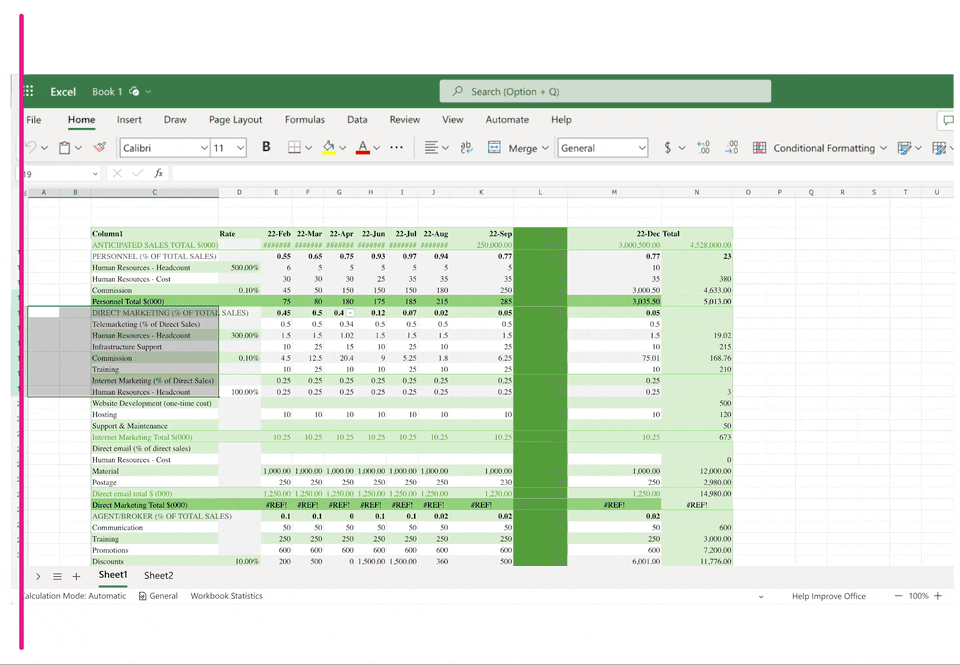 Excel 网页版开始采用新设计了，新设计提升了视觉效果和易用性。新功能包括：行