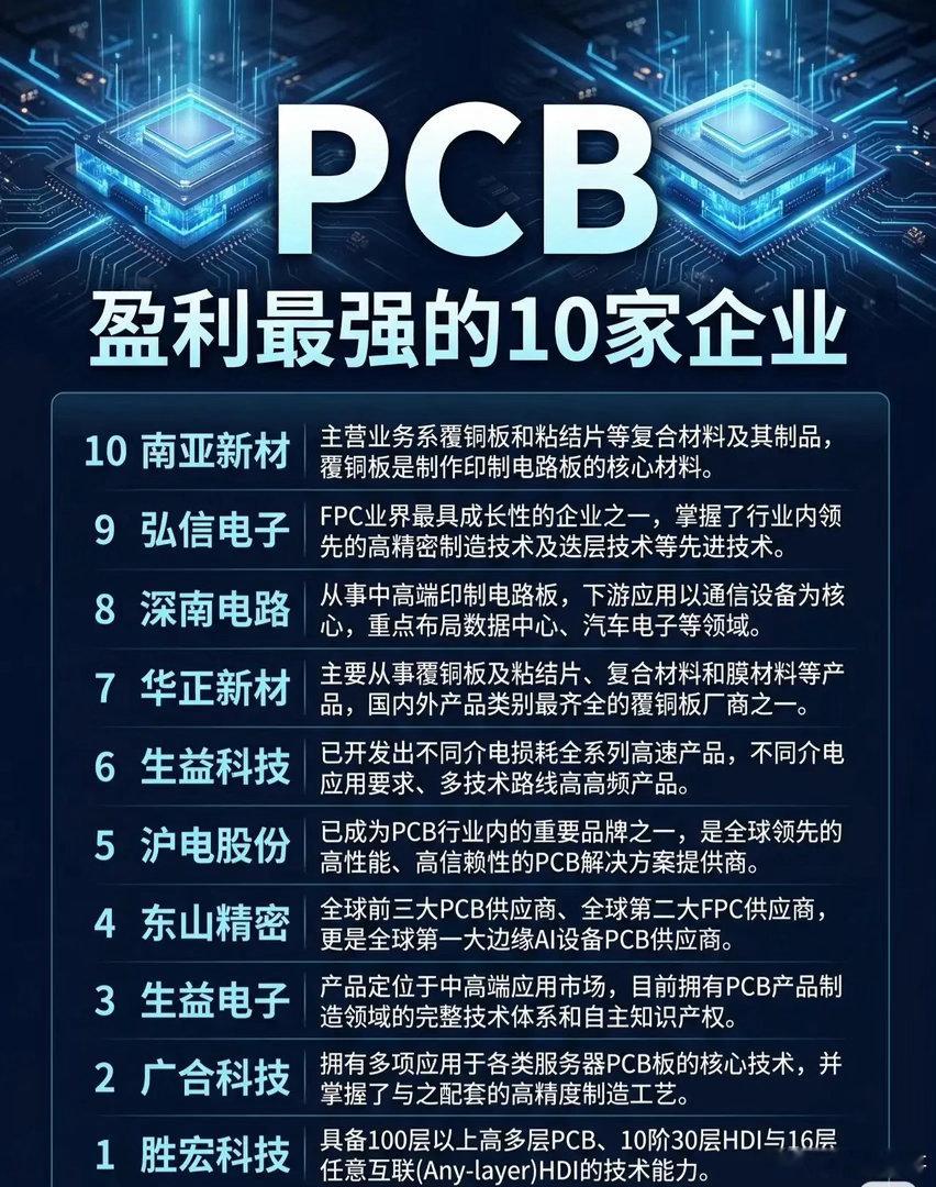 【微头条】🔥PCB行业“赚钱能力”大比拼！盈利最强的10家企业名单出炉，看看你
