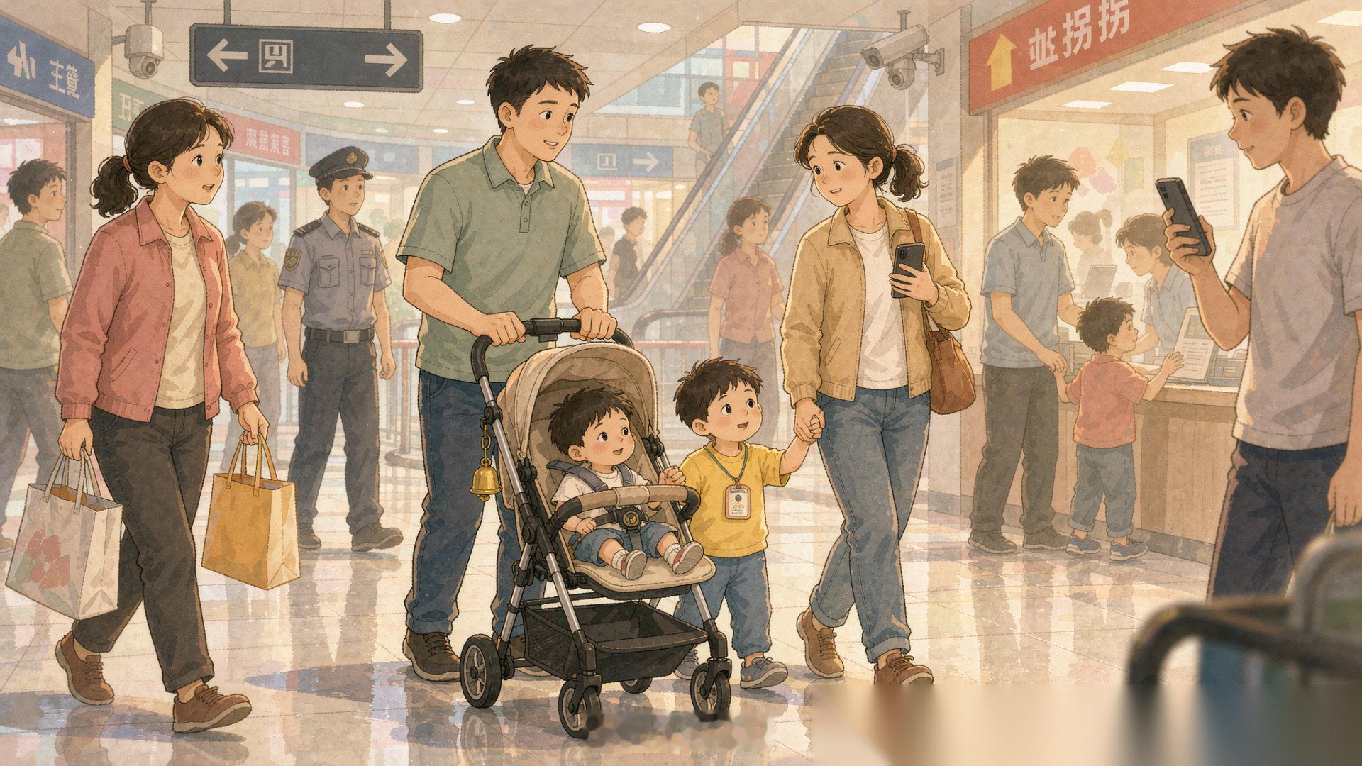 出门在外，看见大人带小孩哭闹、挣扎，别因为“多一事不如少一事”就走开。就停一下，