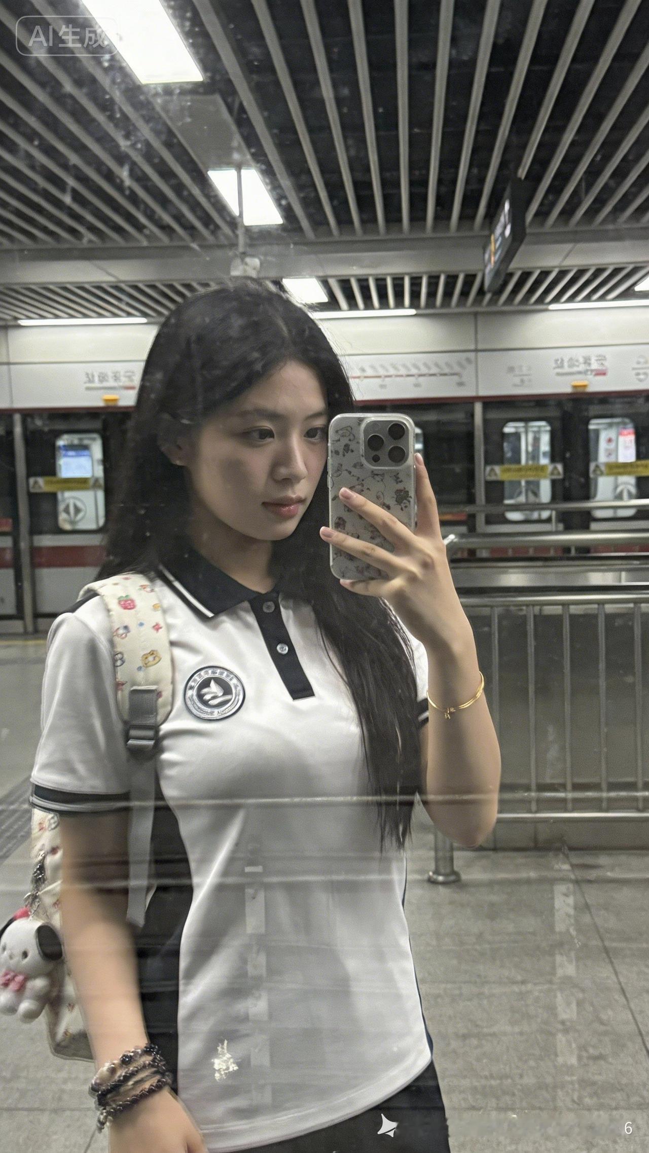 地铁自拍时刻，元气满满的一天！📸💕