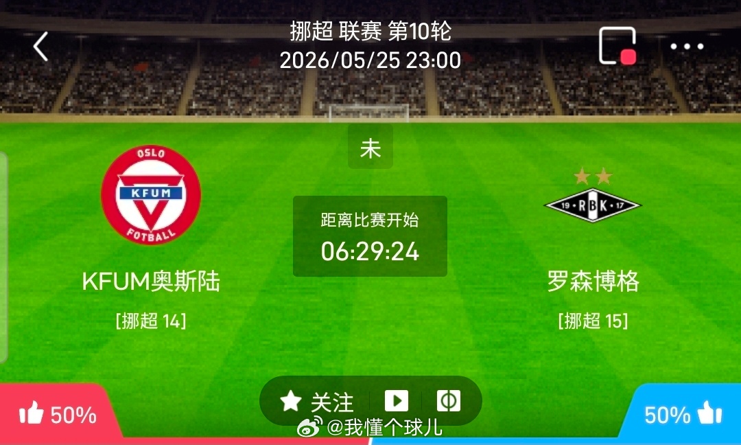 【足球】周一004挪超联赛方向：KFUM奥斯陆vs罗森博格挪超：KFUM奥斯陆V