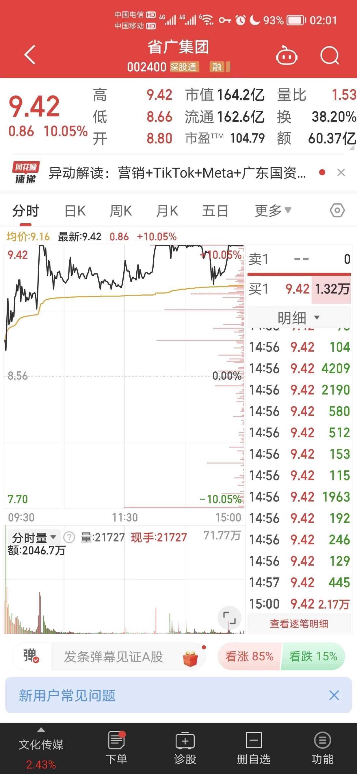 今天省广集团上面，佛山大佬脸可丢大了，他卖多少金开接多少，佛山卖100万股，金开