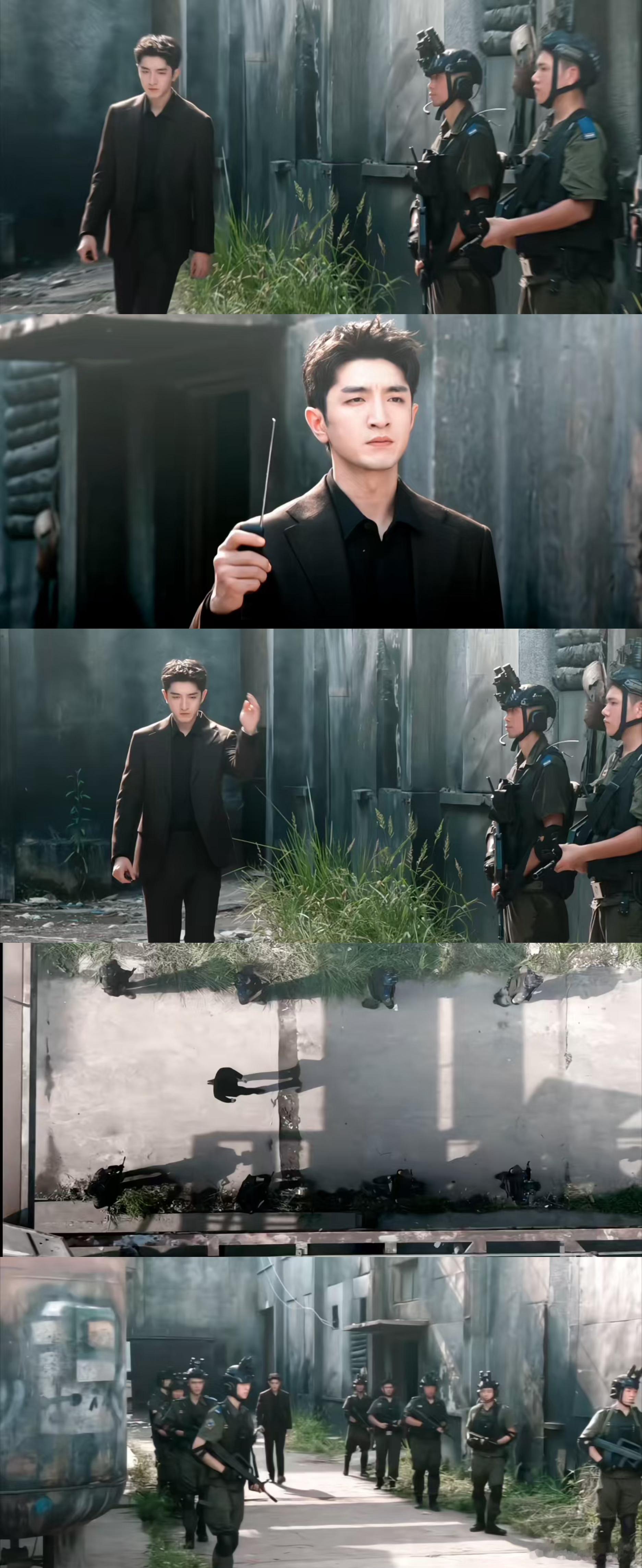 金瀚有掌控全局大佬味儿了火光冲天的爆炸背景里，图嘉盛站在那里不动声色，按下引爆器