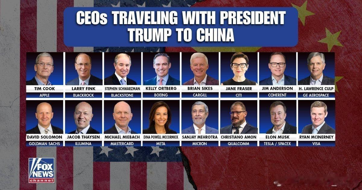 随特朗普访华的美企高管们 