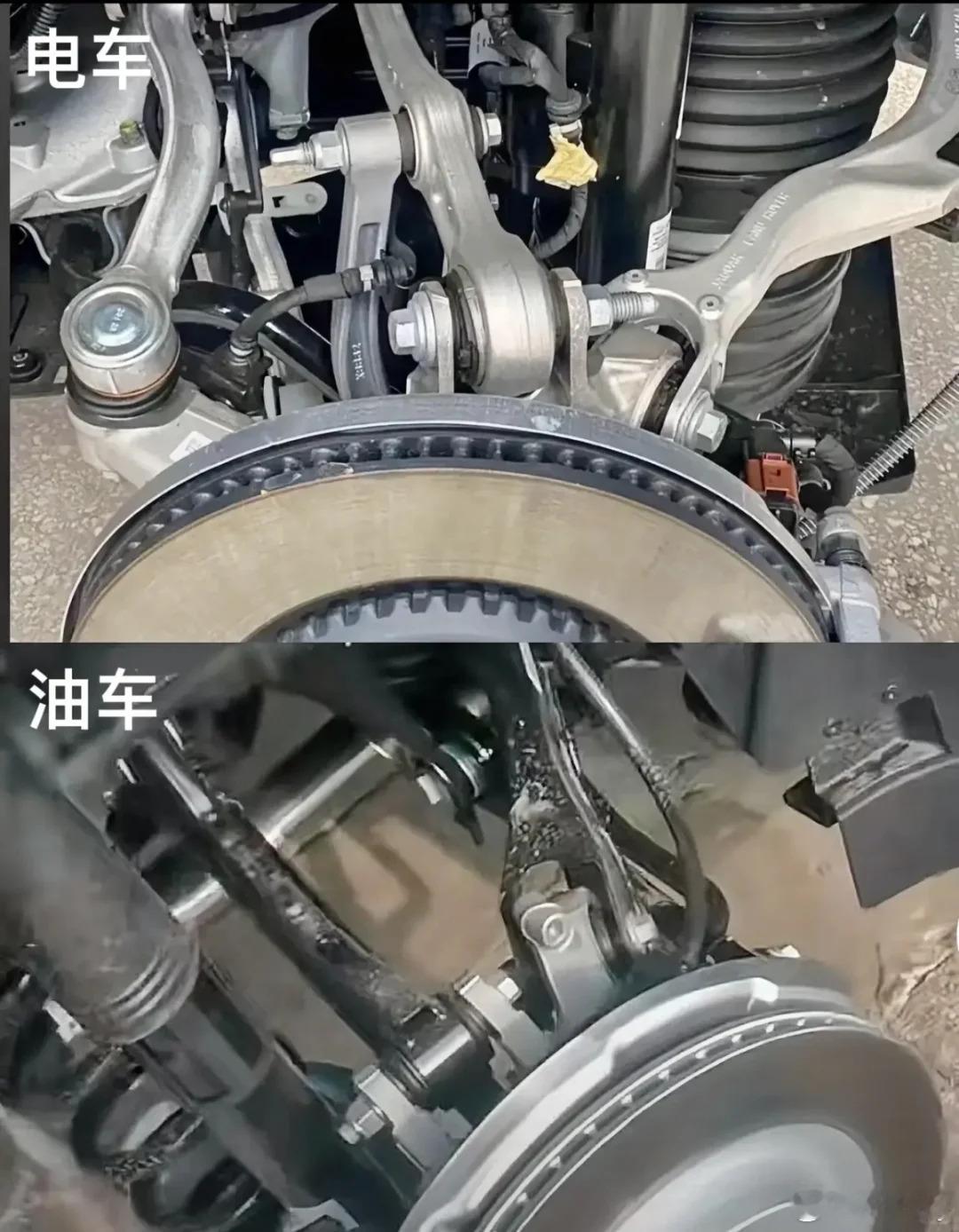 燃油车时代底盘悬架用料都一般，能省则省，但是到了电车时代，底盘用料出奇的好。要多