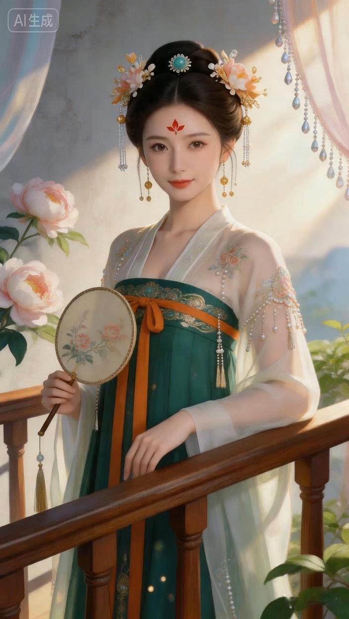 七绝●穿越时光/古韵  

鲜花雅舍美山房，
坐北朝南透射光。
汉服唐装千载越，