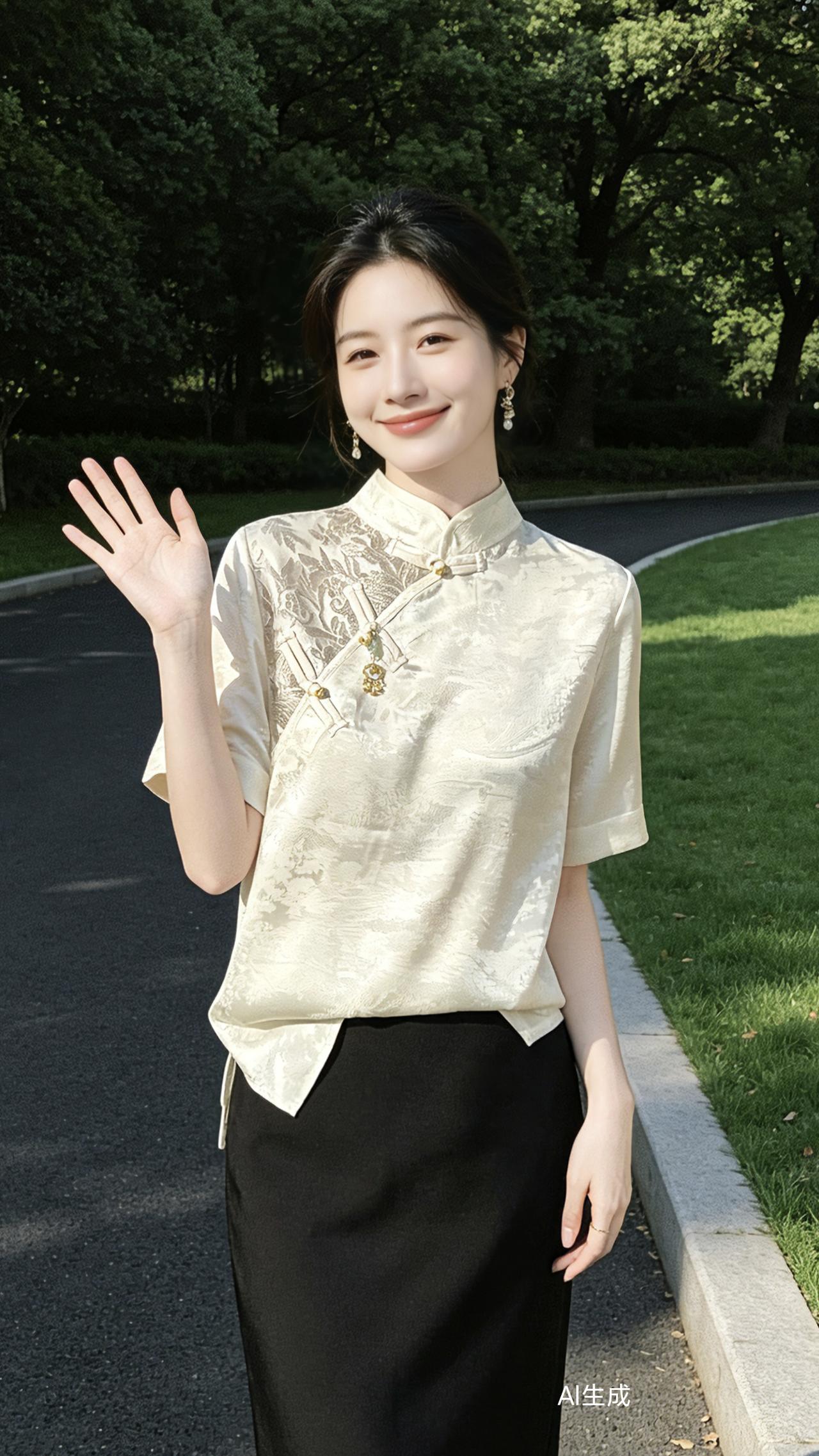 新中式穿搭 穿出高级感 短袖摆脱路人感穿搭女装穿搭