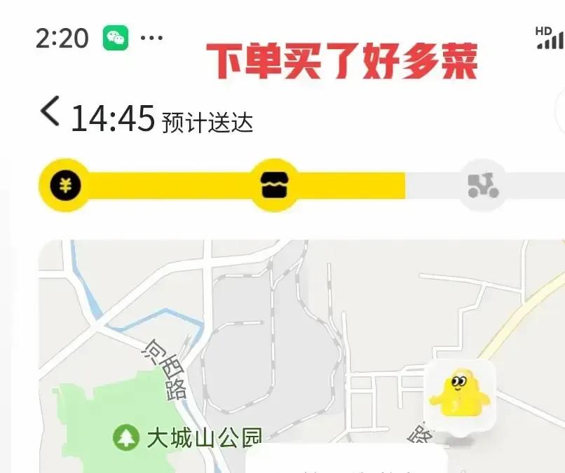 中午犯懒不想出门，身体又有点不舒服，就打开买菜App点了把青菜和番茄。
下单不到