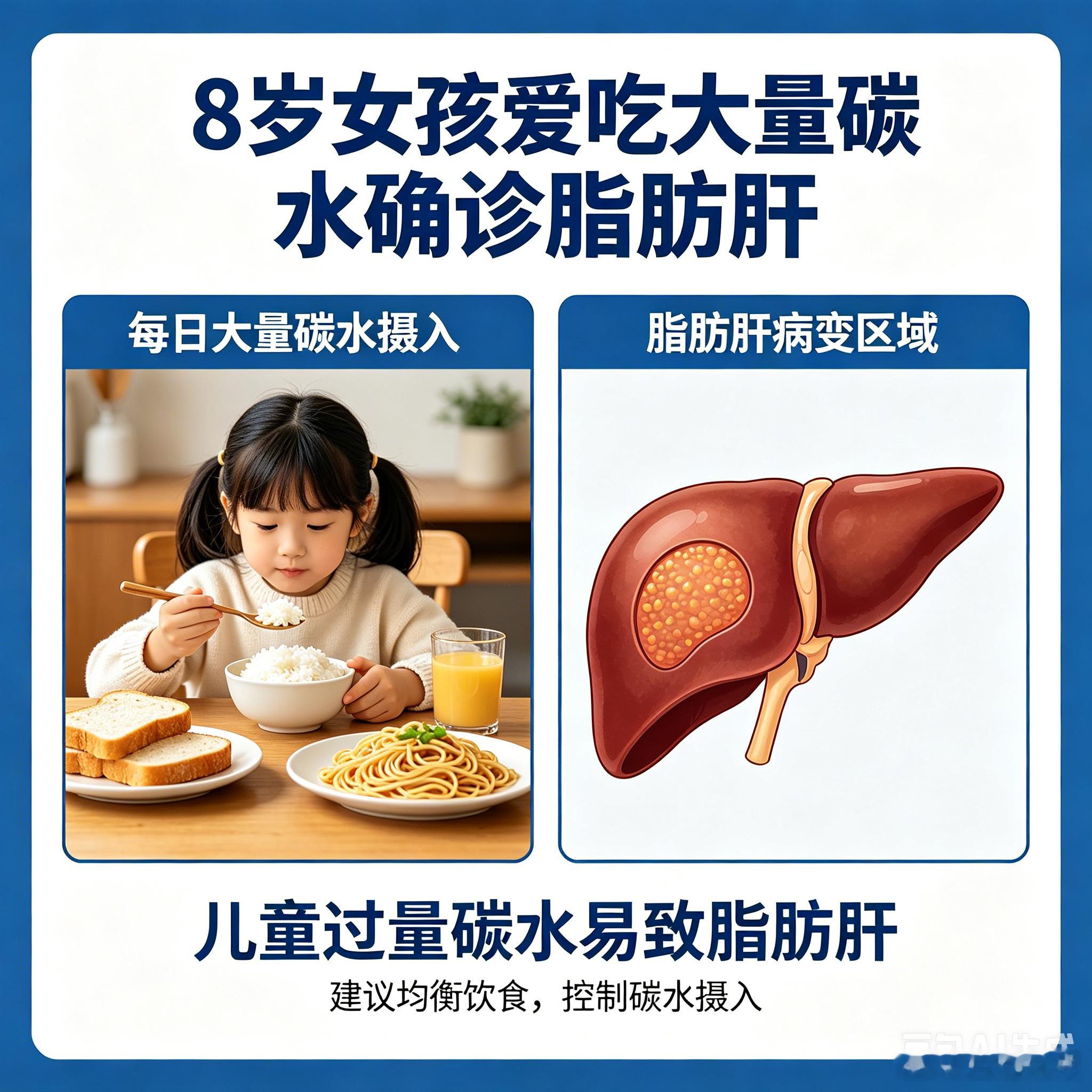 8岁女孩爱吃大量碳水确诊脂肪肝一提脂肪肝，大家总觉得是“油腻大叔”的专利。可谁能