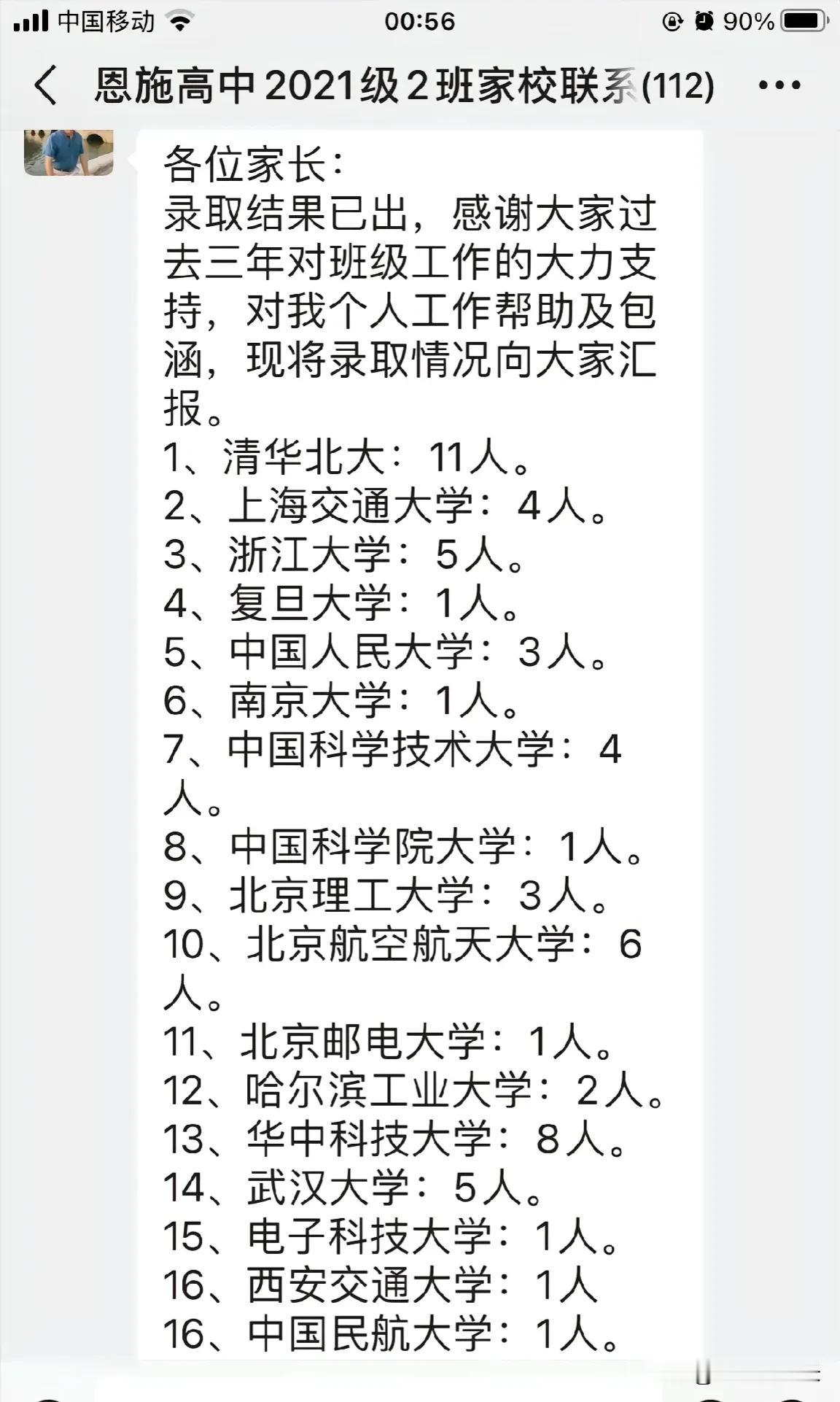 高考录取结果出来，湖北恩施高中这个班太牛了！
全是学霸！
被清华北大录取的有 1