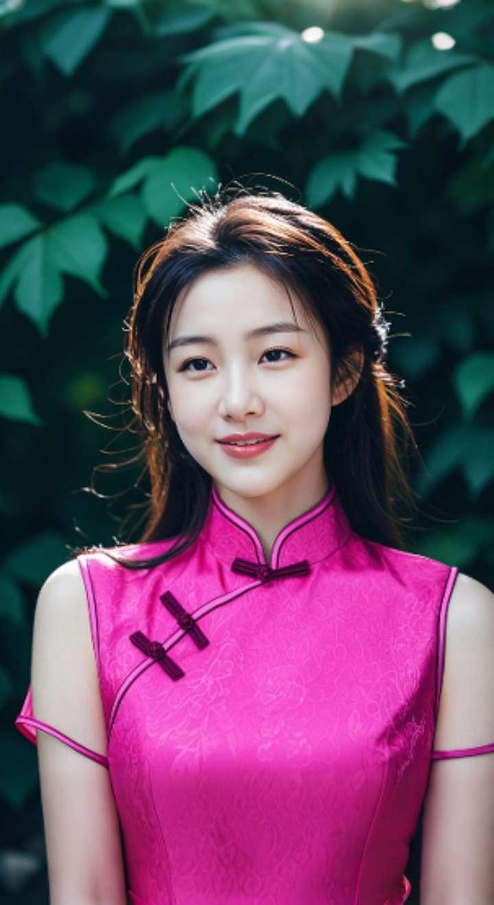 AI扩图 AI艳粉微笑