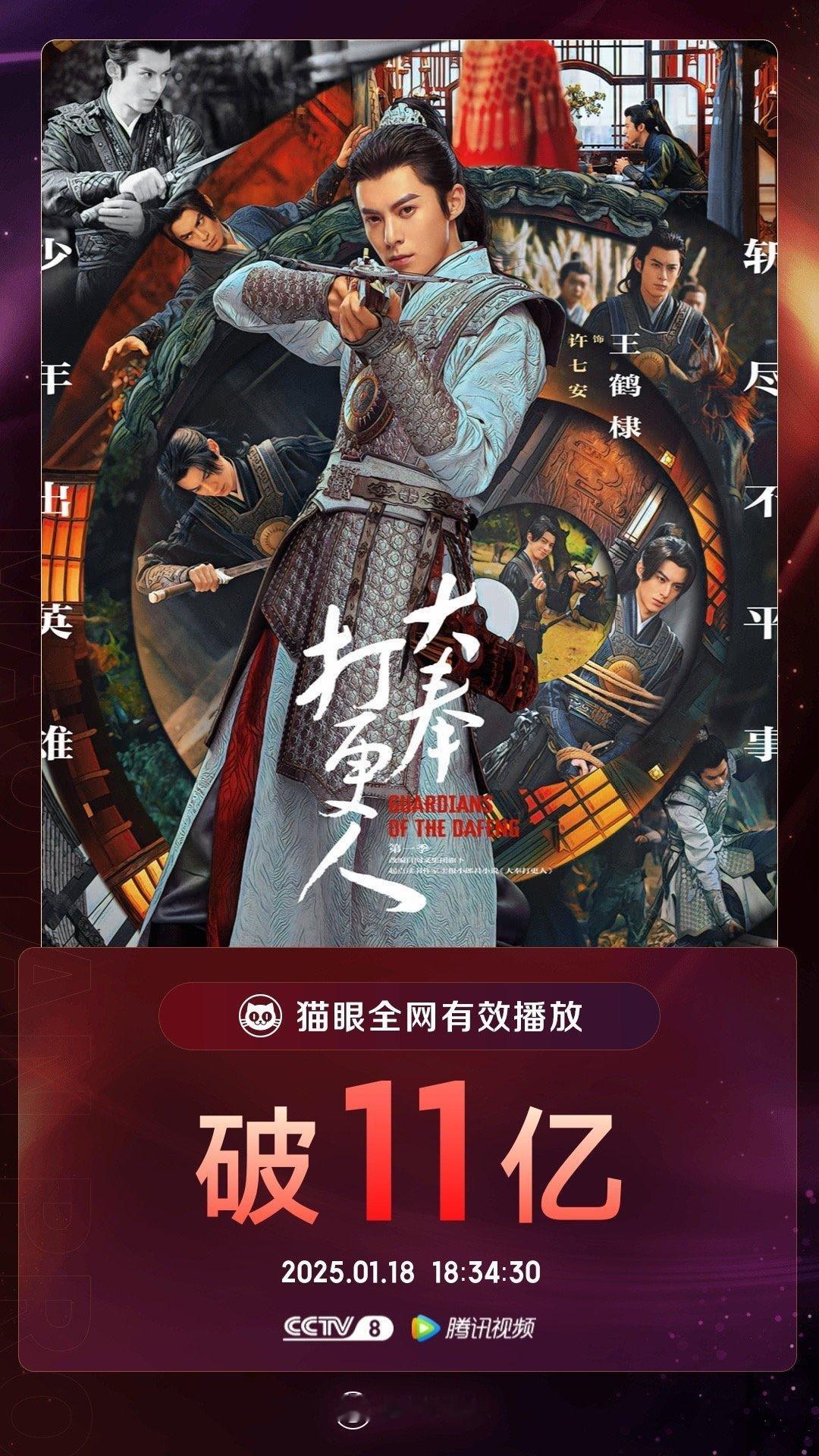 电视剧大奉打更人[超话]  大奉打更人有效播放量破11亿  据猫眼专业版数据，领