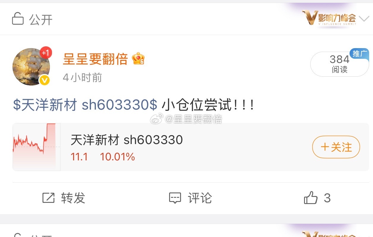 $天洋新材 sh603330$ 恭喜今天激进的股友，直线拉升涨停板，恭喜成员们 