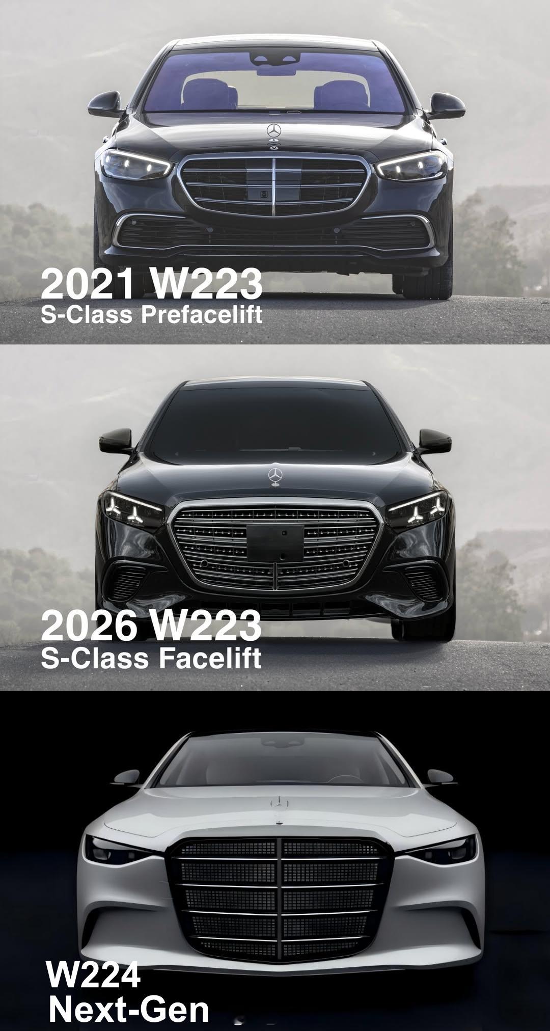 奔驰中期改款&下一代奔驰S级渲染图 【新车渲染】中期改款 & 下一代奔驰S级前脸